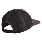 Old English White V Patched Cotton Deluxe Trucker Ball Cap - Charcoal Black OSFM
