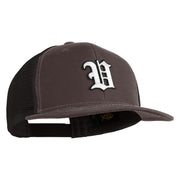 Old English White V Patched Cotton Deluxe Trucker Ball Cap - Charcoal Black OSFM