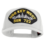 USS Key West Submarine SSN 722 Patched Solid Cotton Twill Pro Style Cap - White OSFM