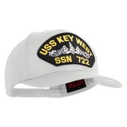 USS Key West Submarine SSN 722 Patched Solid Cotton Twill Pro Style Cap - White OSFM