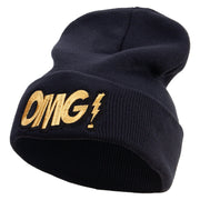 Omg Cartoon Embroidered 12 Inch Long Knitted Beanie - Black OSFM