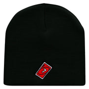 Single Lucky 7 Card Game Embroidered 8 Inch Short Beanie