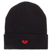 Mini Broken Heart Embroidered Long Beanie