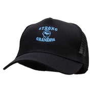 Strong Grandpa Five Panels Pro Style Trucker Mesh Cap - Black OSFM