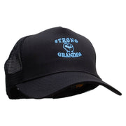 Strong Grandpa Five Panels Pro Style Trucker Mesh Cap - Black OSFM