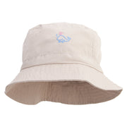 Happy Whale Embroidered Pigment Dyed Bucket Hat - Khaki OSFM