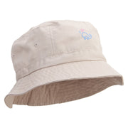 Happy Whale Embroidered Pigment Dyed Bucket Hat - Khaki OSFM