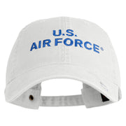 US Air Force Text Embroidered Washed Solid Pigment Dyed Cotton Twill Brass Buckle Cap - White OSFM