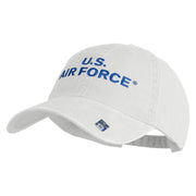 US Air Force Text Embroidered Washed Solid Pigment Dyed Cotton Twill Brass Buckle Cap - White OSFM