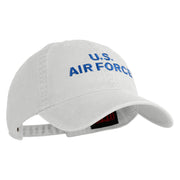 US Air Force Text Embroidered Washed Solid Pigment Dyed Cotton Twill Brass Buckle Cap - White OSFM