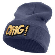 Omg Cartoon Embroidered 12 Inch Long Knitted Beanie - Navy OSFM