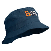 Pumpkin Boo Embroidered Bucket Hat - Denim OSFM