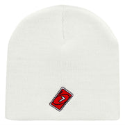 Single Lucky 7 Card Game Embroidered 8 Inch Short Beanie