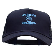 Strong Grandpa Five Panels Pro Style Trucker Mesh Cap - Navy OSFM