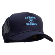 Strong Grandpa Five Panels Pro Style Trucker Mesh Cap - Navy OSFM