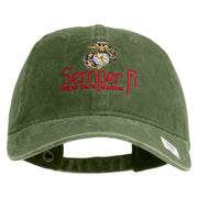 United States Marines Semper Fi Emblem Embroidered Washed Solid Pigment Dyed Cotton Twill Brass Buckle Cap - Olive OSFM