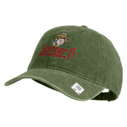 United States Marines Semper Fi Emblem Embroidered Washed Solid Pigment Dyed Cotton Twill Brass Buckle Cap - Olive OSFM