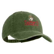 United States Marines Semper Fi Emblem Embroidered Washed Solid Pigment Dyed Cotton Twill Brass Buckle Cap - Olive OSFM
