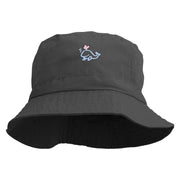 Happy Whale Embroidered Pigment Dyed Bucket Hat - Black OSFM