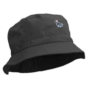 Happy Whale Embroidered Pigment Dyed Bucket Hat - Black OSFM