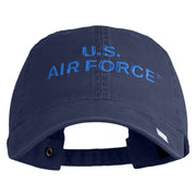US Air Force Text Embroidered Washed Solid Pigment Dyed Cotton Twill Brass Buckle Cap - Navy OSFM