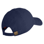US Air Force Text Embroidered Washed Solid Pigment Dyed Cotton Twill Brass Buckle Cap - Navy OSFM