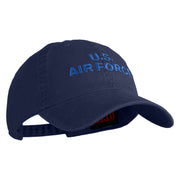 US Air Force Text Embroidered Washed Solid Pigment Dyed Cotton Twill Brass Buckle Cap - Navy OSFM