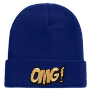 Omg Cartoon Embroidered 12 Inch Long Knitted Beanie - Royal OSFM