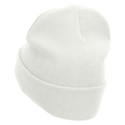 Horse Betting Embroidered 12 Inch Long Knitted Beanie - White OSFM