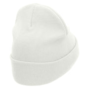 Horse Betting Embroidered 12 Inch Long Knitted Beanie - White OSFM