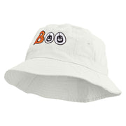 Pumpkin Boo Embroidered Bucket Hat - White OSFM