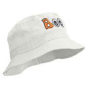 Pumpkin Boo Embroidered Bucket Hat - White OSFM