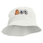 Pumpkin Boo Embroidered Bucket Hat - White OSFM