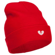 Mini Broken Heart Embroidered Long Beanie