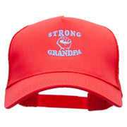 Strong Grandpa Five Panels Pro Style Trucker Mesh Cap - Red OSFM