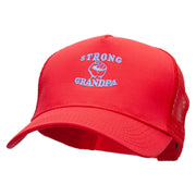 Strong Grandpa Five Panels Pro Style Trucker Mesh Cap - Red OSFM