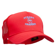 Strong Grandpa Five Panels Pro Style Trucker Mesh Cap - Red OSFM