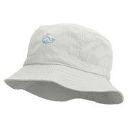 Happy Whale Embroidered Pigment Dyed Bucket Hat - White OSFM