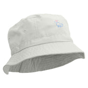 Happy Whale Embroidered Pigment Dyed Bucket Hat - White OSFM