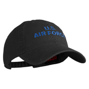 US Air Force Text Embroidered Washed Solid Pigment Dyed Cotton Twill Brass Buckle Cap - Black OSFM