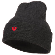 Mini Broken Heart Embroidered Long Beanie