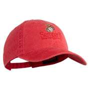 United States Marines Semper Fi Emblem Embroidered Washed Solid Pigment Dyed Cotton Twill Brass Buckle Cap - Red OSFM