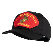 U.S. Marine Corps Veteran Red Patched Solid Cotton Twill Pro Style Cap - Black OSFM