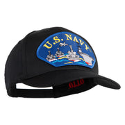 U.S. Navy Ships Blue Patched Solid Cotton Twill Pro Style Cap - Black OSFM