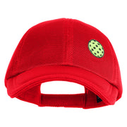 Pickleball Balls Embroidered Iron on  Patched Deluxe Performance Mesh Cap - Red OSFM