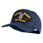 Purple Heart Korean War Combat Wounded Patched Solid Cotton Twill 5 Panel Prostyle Snap Cap - Navy OSFM