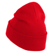 Small Patriotic White American Flag Iron on Embroidered Patched 12 Inch Long Knitted Beanie - Red OSFM