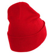 Small Patriotic White American Flag Iron on Embroidered Patched 12 Inch Long Knitted Beanie - Red OSFM