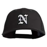 Old English White N Patched Cotton Deluxe Trucker Ball Cap - Black Black OSFM