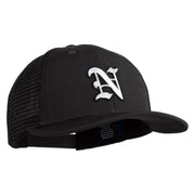 Old English White N Patched Cotton Deluxe Trucker Ball Cap - Black Black OSFM